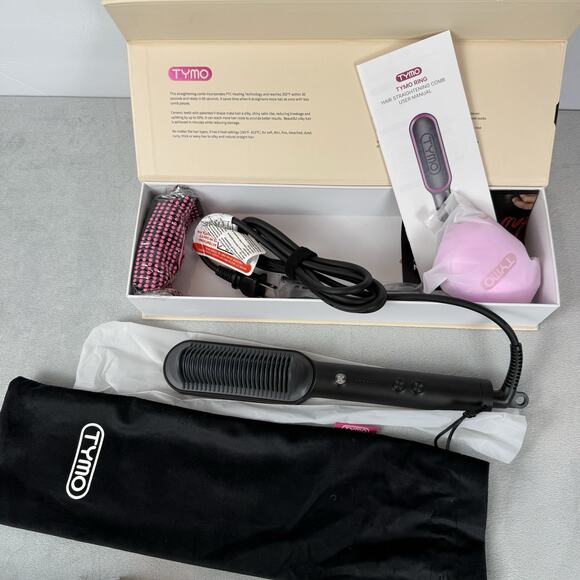 TYMO Ring Hair Straightening Comb - Black and Pink - Picture 4 of 4